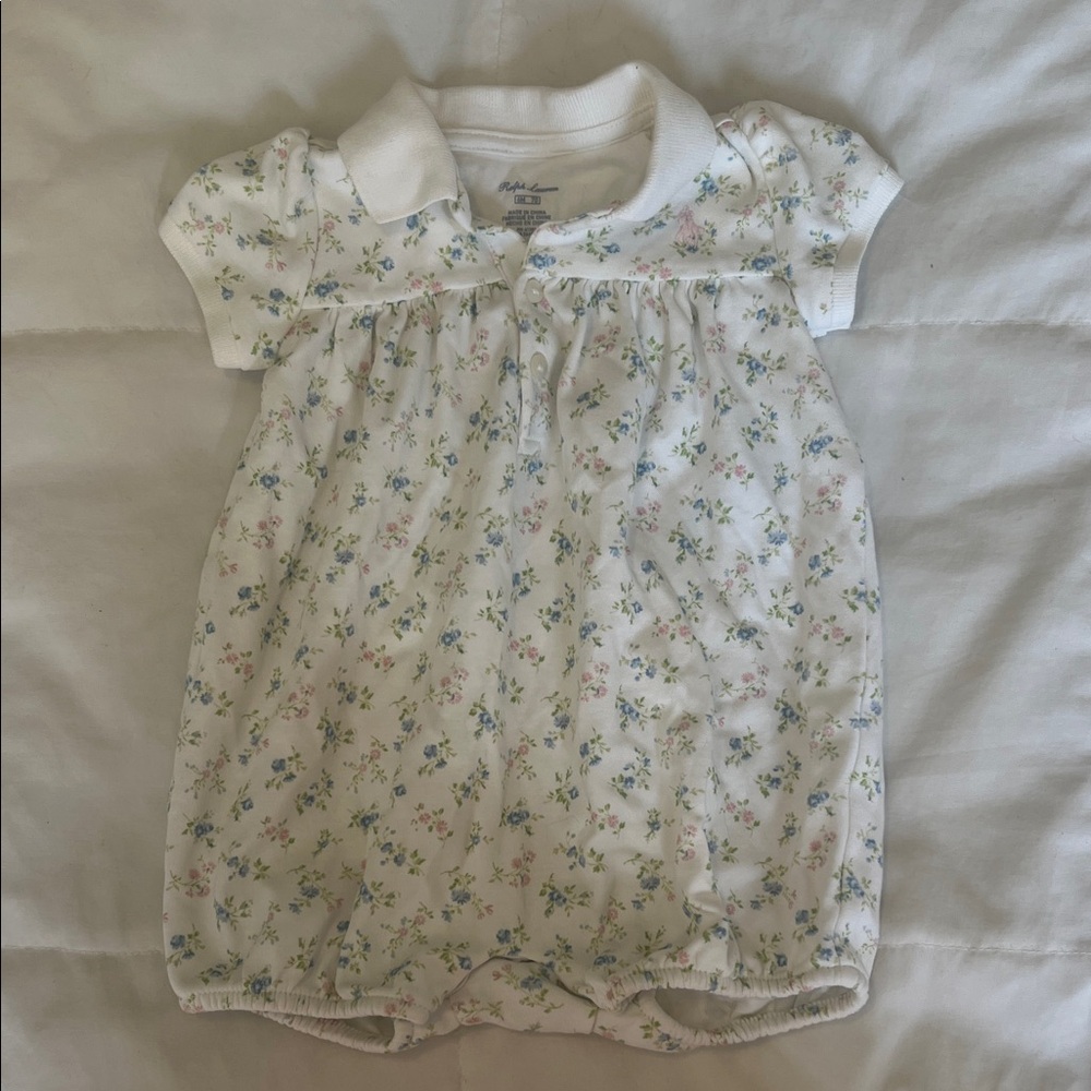 Ralph Lauren White Floral Baby Romper